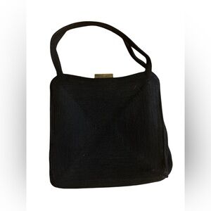 Vintage 1940's Weeda Korday Black Cord Embroidered Handbag
